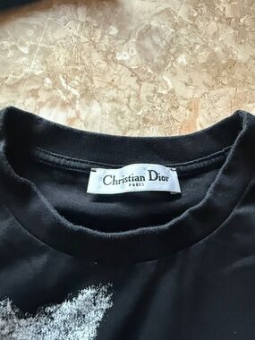 Dior Black Short Sleeve Tee with White Graphic